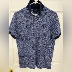 Ralph Lauren Men's Navy Floral Polo Shirt Custom Slim Fit M
